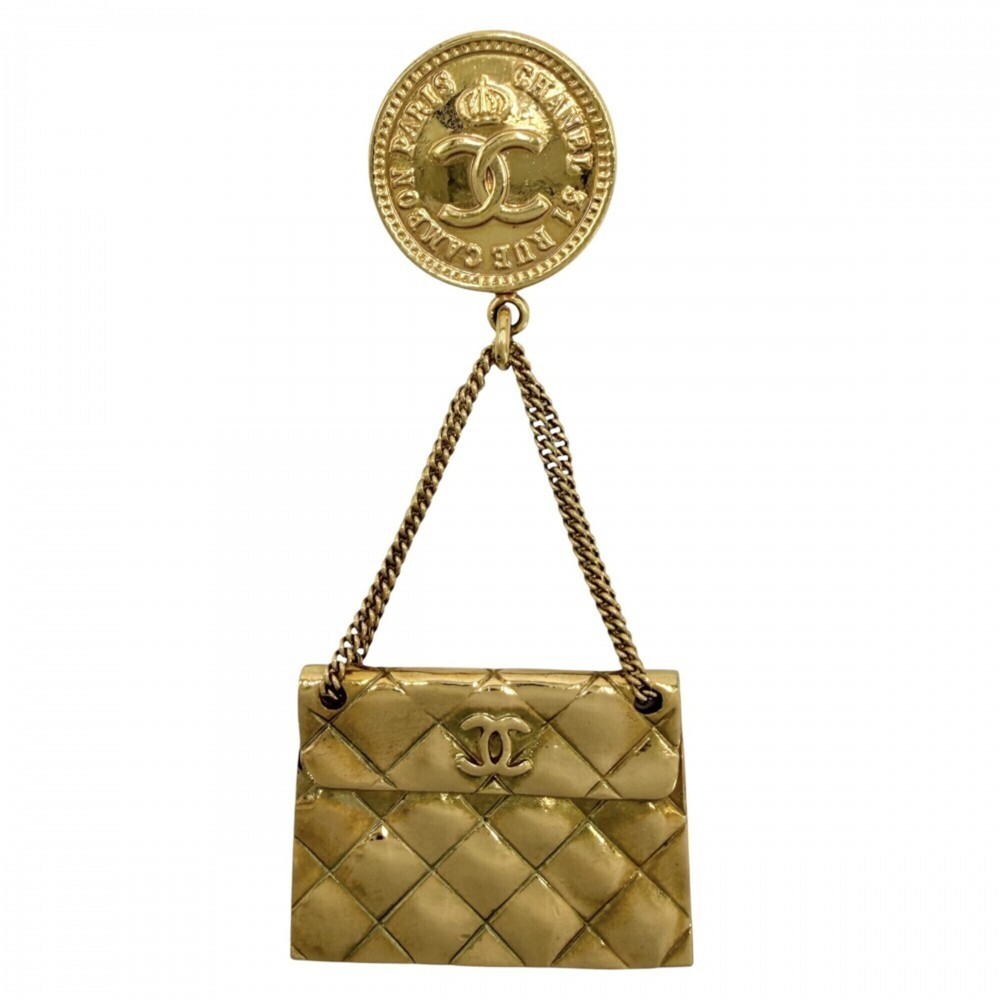 CHANEL Vintage Gold Logo Brooch
